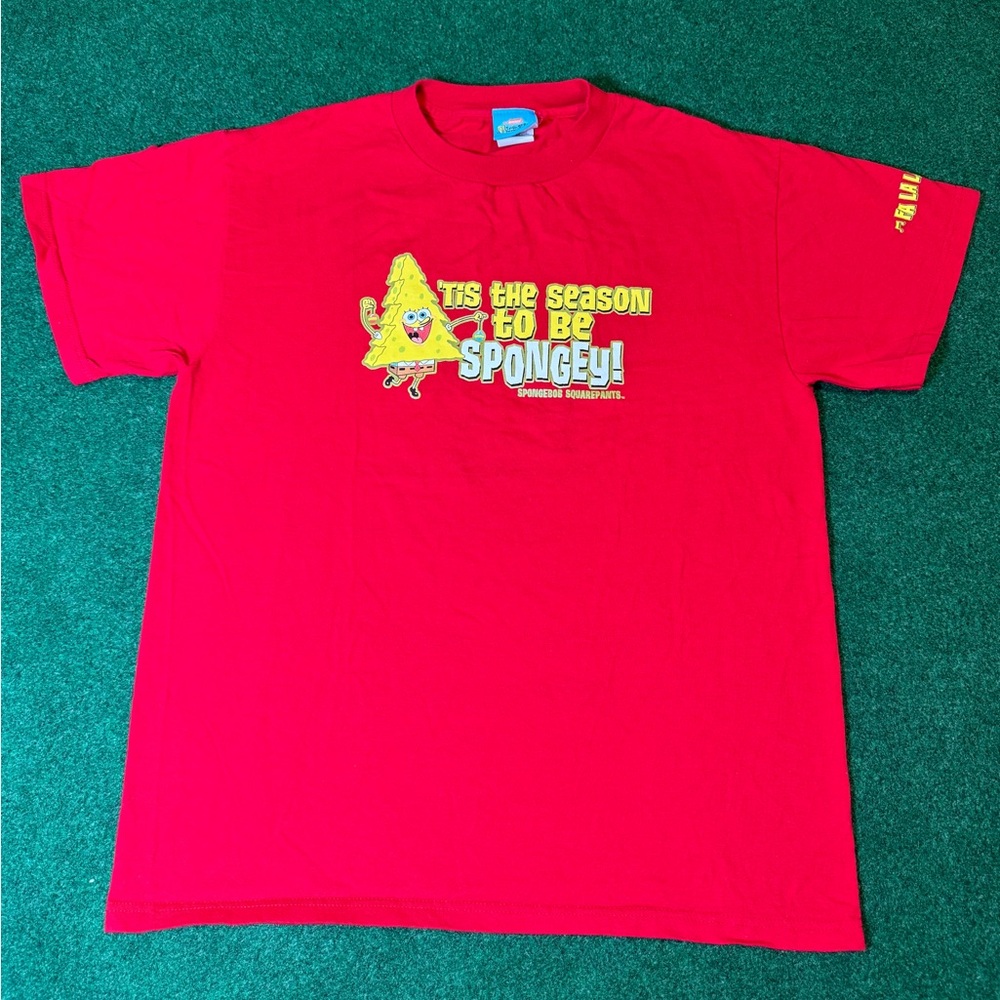 Vintage Y2K Spongebob Squarepants Christmas Tis The Season Mens Medium T Shirt